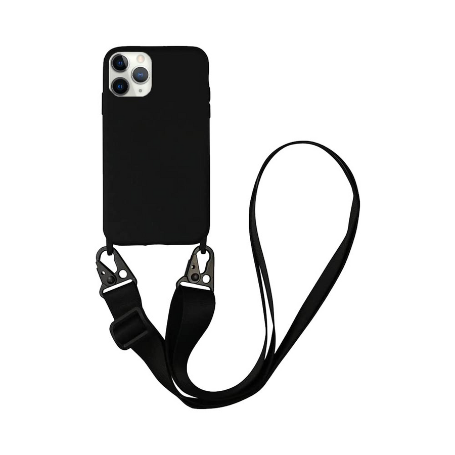 Coque Silicone avec Bandoulière iPhone 11 Pro Max Noir – La Mobile