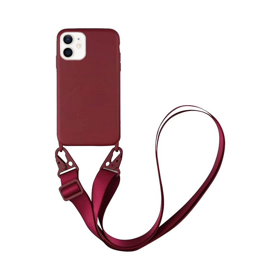 Coque Silicone avec Bandoulière iPhone 12 Mini Bordeaux – La Mobile