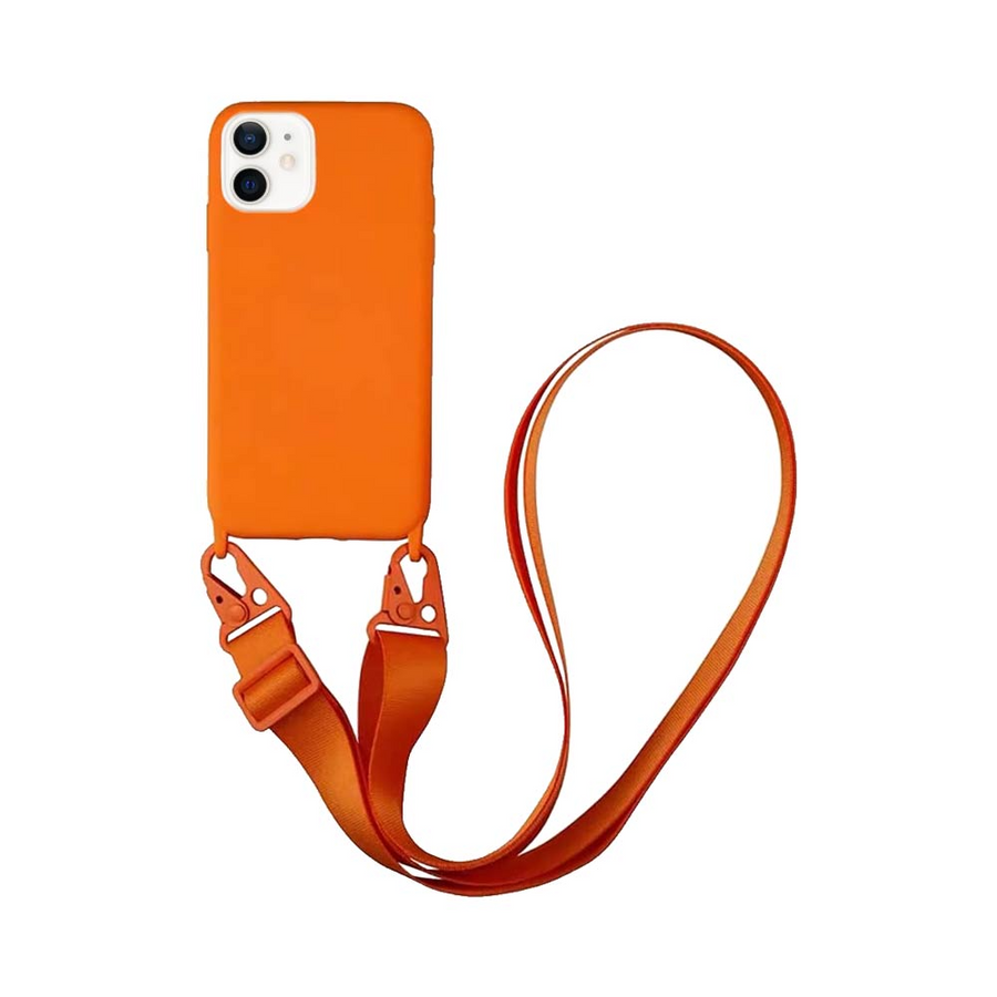 Coque Silicone avec Bandoulière iPhone 12 Mini Orange – La Mobile