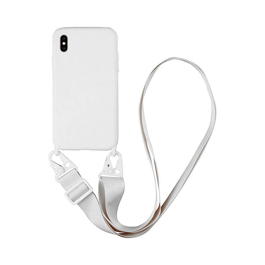 Coque Silicone avec Bandoulière iPhone XS Max Blanc – La Mobile