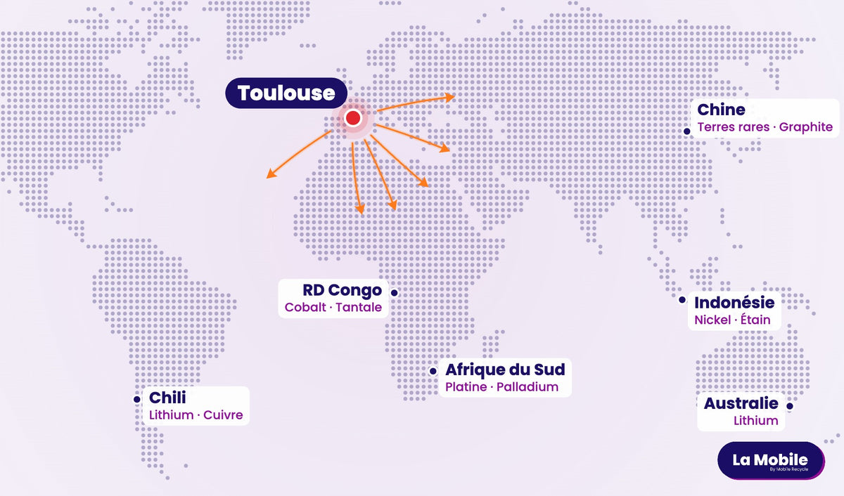 Carte : les ressources d’un smartphone viennent du monde entier – La Mobile, Toulouse