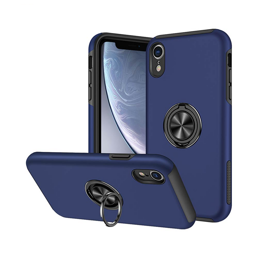 Coque avec Anneau IE013 iPhone XR Bleu