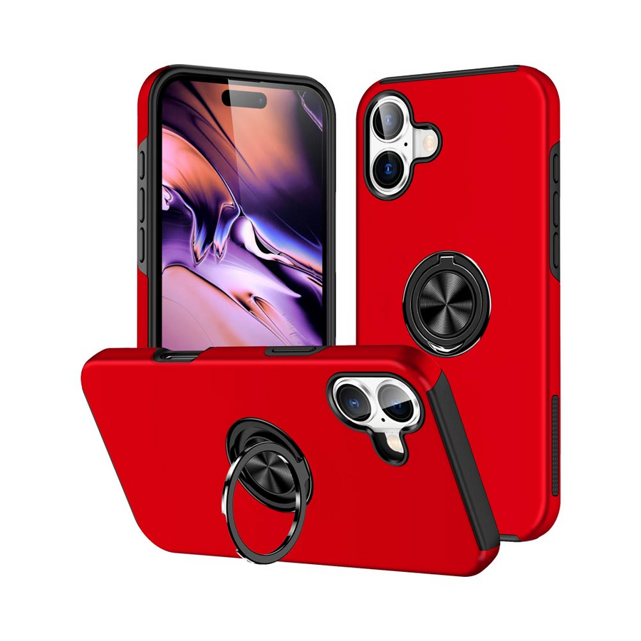 Coque avec Anneau IE013 iPhone 16 Plus Rouge