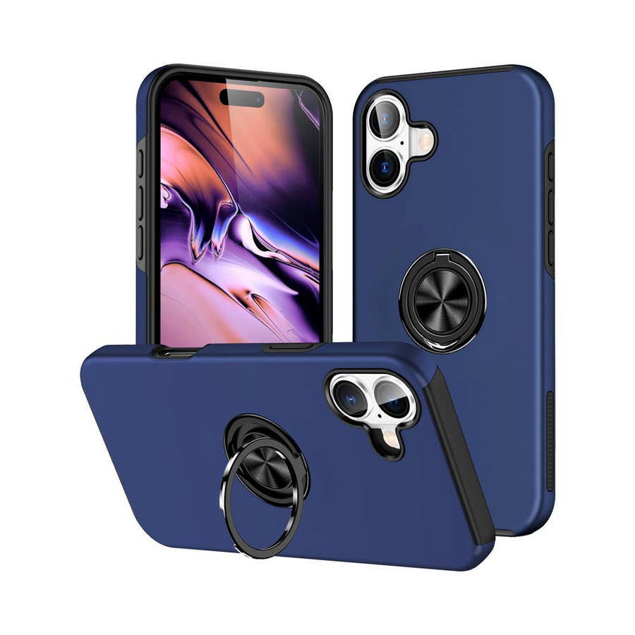 Coque avec Anneau IE013 iPhone 16 Bleu
