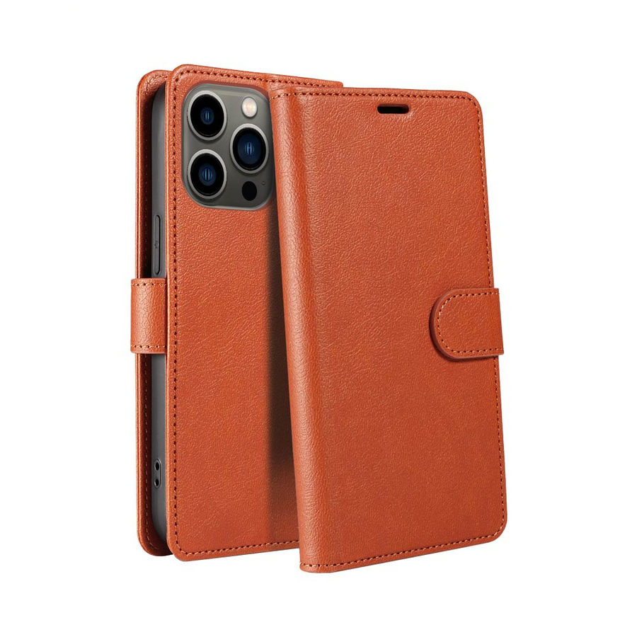 Housse Portefeuille IP011 iPhone 12 Marron