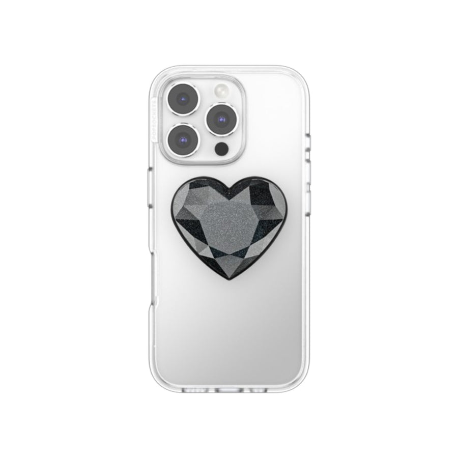 PopSockets PopGrip Cœur Cristal Noir Pailleté – La Mobile