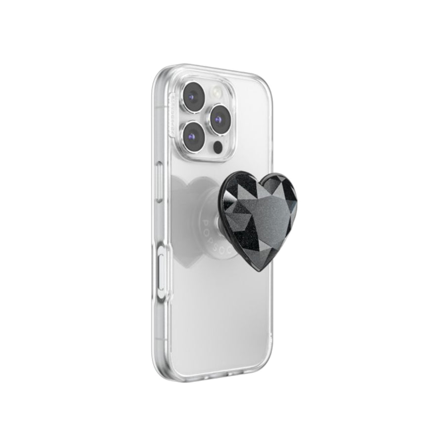PopSockets PopGrip Cœur Cristal Noir Pailleté – La Mobile